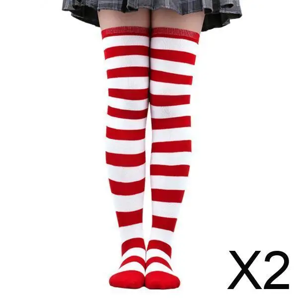 

Polyester Striped Knee High Stockings Breathable Unisex Long Socks for Christmas Parade Festival Costume