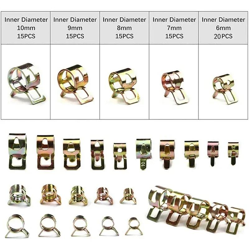 80Pcs 6mm/7mm/8mm/9mm/10mm For Choose Fuel Spring Clip Vacuum Silicon Hose Clamp Autos Spring Clip Fuel Oil Water Tube Clamp image 5