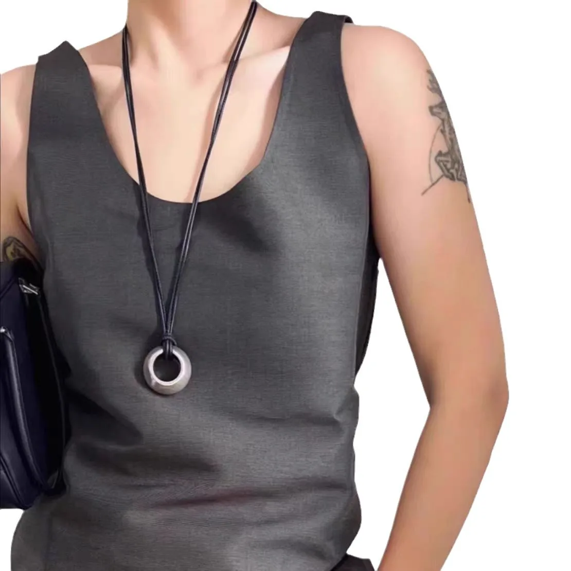 

Jenny&dave Copper Plated Antique Silver Sweater Chain With Adjustable Double Rope Light Wheel Pendant Necklace For Women