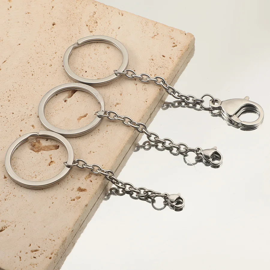

5Pcs/Lot Stainless Steel 30mm Keyring with Chain DIY Jewelry Making Accessory with Lobster Clasp Dropshipping