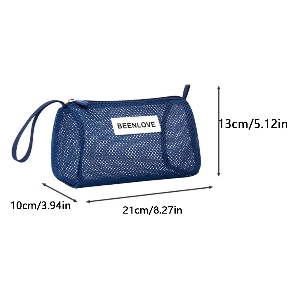 حقيبة تخزين مستحضرات التجميل ذات سعة كبيرة، حقيبة شبكية سريعة الجفاف، حقيبة تخزين للسفر والشاطئ، حقيبة سباحة محمولة، حقيبة غسيل شبكية عصرية