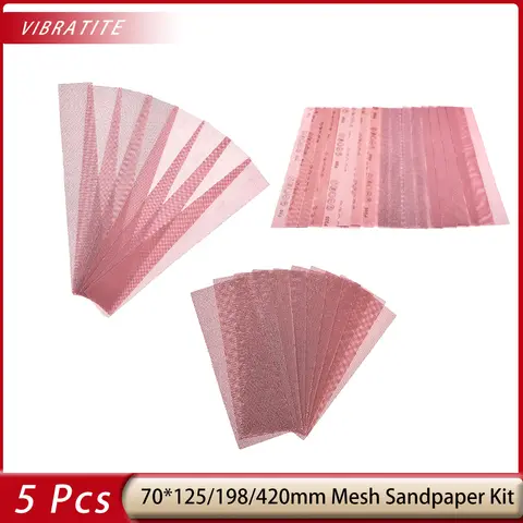 5Pc 70x125/198/420mm Mesh Square Sanding Discs Anti-blocking Hook&Loop Mesh Sandpaper Abrasive 80-320 Grit For Car Grinding