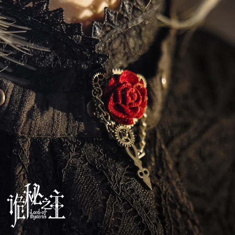 Lord of Mysteries  Steam Continent SharronSeries Rose Gear Collar Needle Brooch Jewelry regalos Doujin Cosplay Props