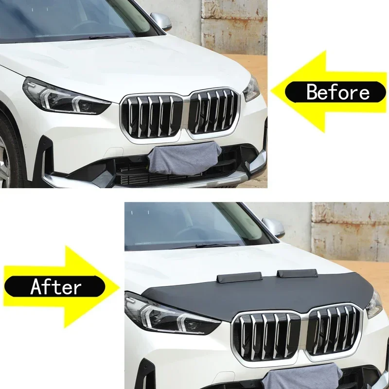 For BMW X1 U11 2023-2025 Car Hood Sand and Stone Deflector Protection Cover Leather Exterior Accessories