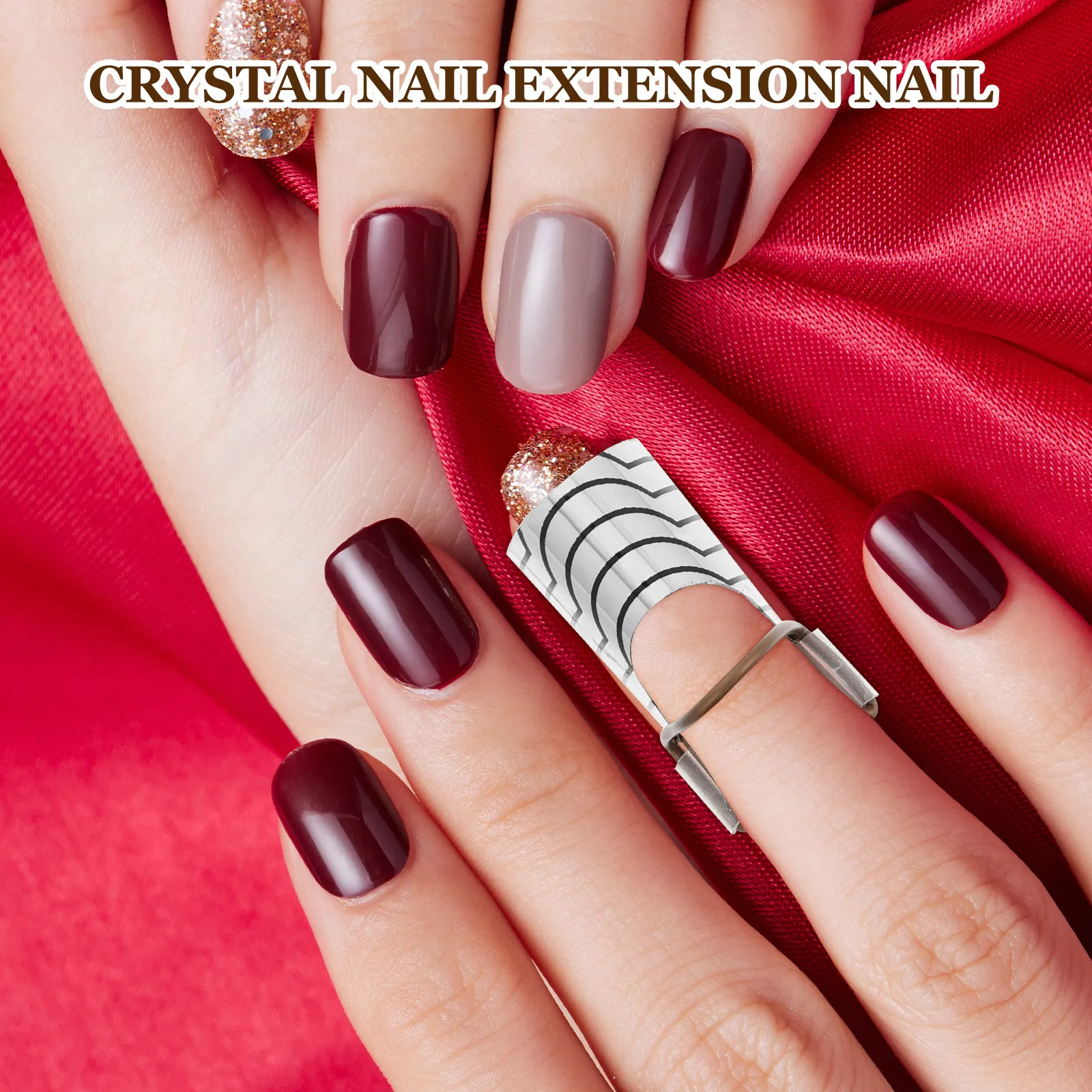 Nail Extension Form - 5個入り 安全なアルミ製ネイルエクステンションフォームホルダー 再利用可能なネイルアートプロテクター UVジェル フレンチマニキュア DIYサロンツール