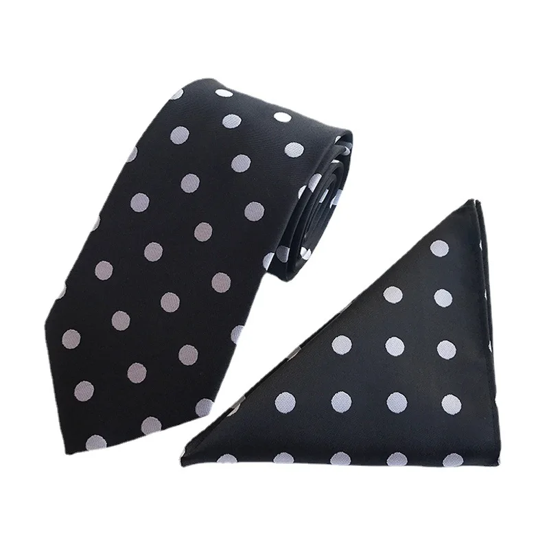 Spot direct supply set with polka dots, elegant and atmospheric suit, tie, pocket towel set