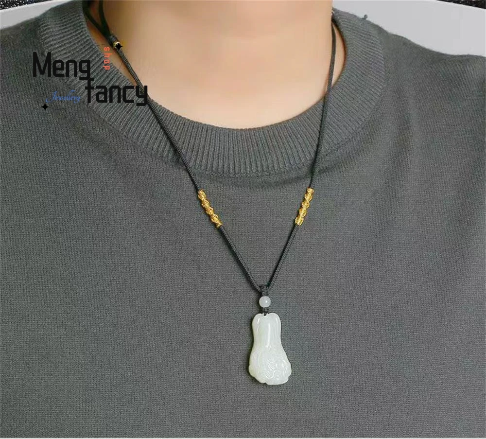 Natural Hetian Jasper White Jade Cabbage Pendant Simple Exquisite Fashion Jewelry Mascots Best Selling Handicraft Holiday Gifts