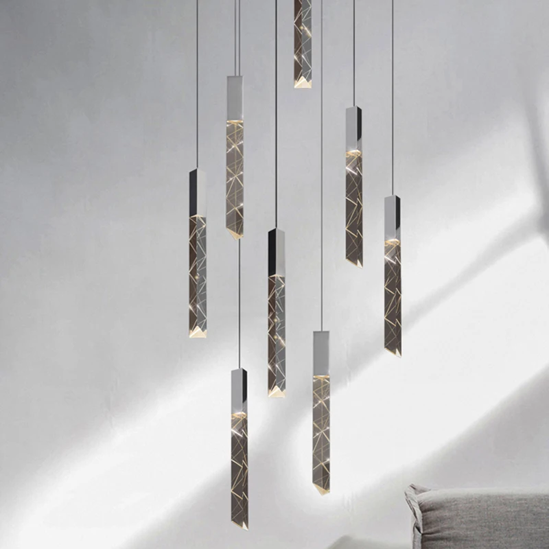 

Современная хрустальная люстра для лестницы, светильник для внутреннего освещения, потолочная лампа, подвесной светильник, светодиодные люстры для гостиной, внутреннее освещение.
