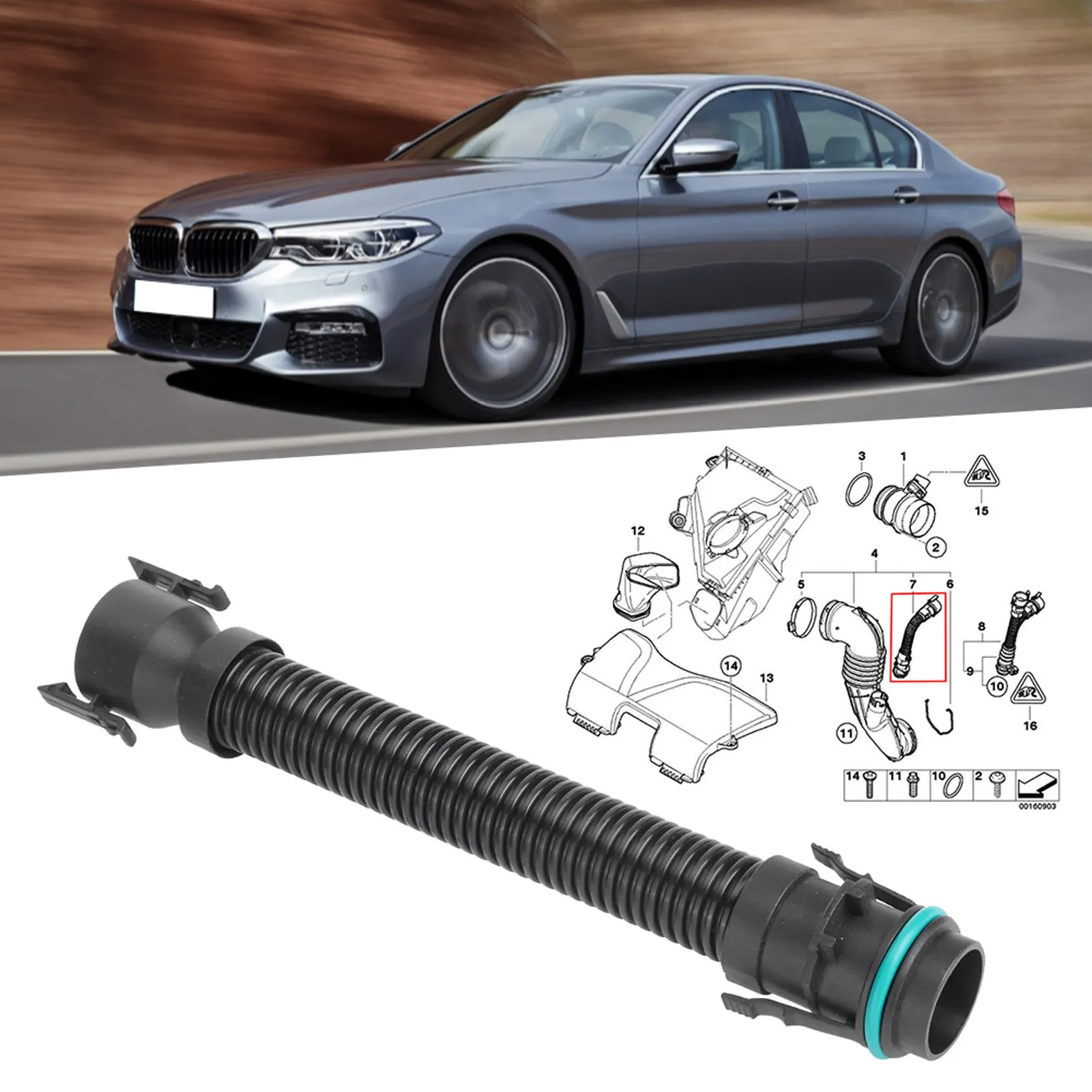 Rura filtra powietrza turbo Wąż turbo 13717803842   Pasuje do serii 1, 3, 4, 5, 6 7 X1 X3 X4 X5 X6