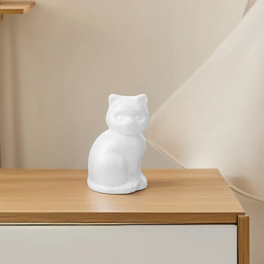 5Pcs Foam Cat Craft Embryos Blank for Kids DIY Painting School Projects Party Ornaments Creative Decoration Craft Foam Animal
