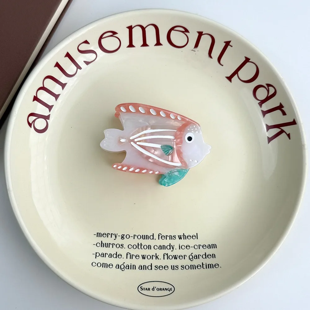 

Модная заколка для волос в виде морской рыбы: красочная ацетатная заколка-краб с морскими животными, заколка-акула, заколка-рыбка, золотая рыбка, зажим для волос, для путешествий