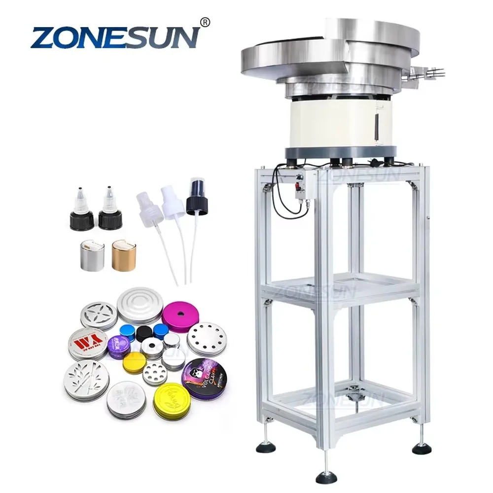 ZONESUN Vibratory Feeder Pump Sprayer Cap Bowl Feeder Automatic Bottle Sorter Unscrambler for Capping Machine