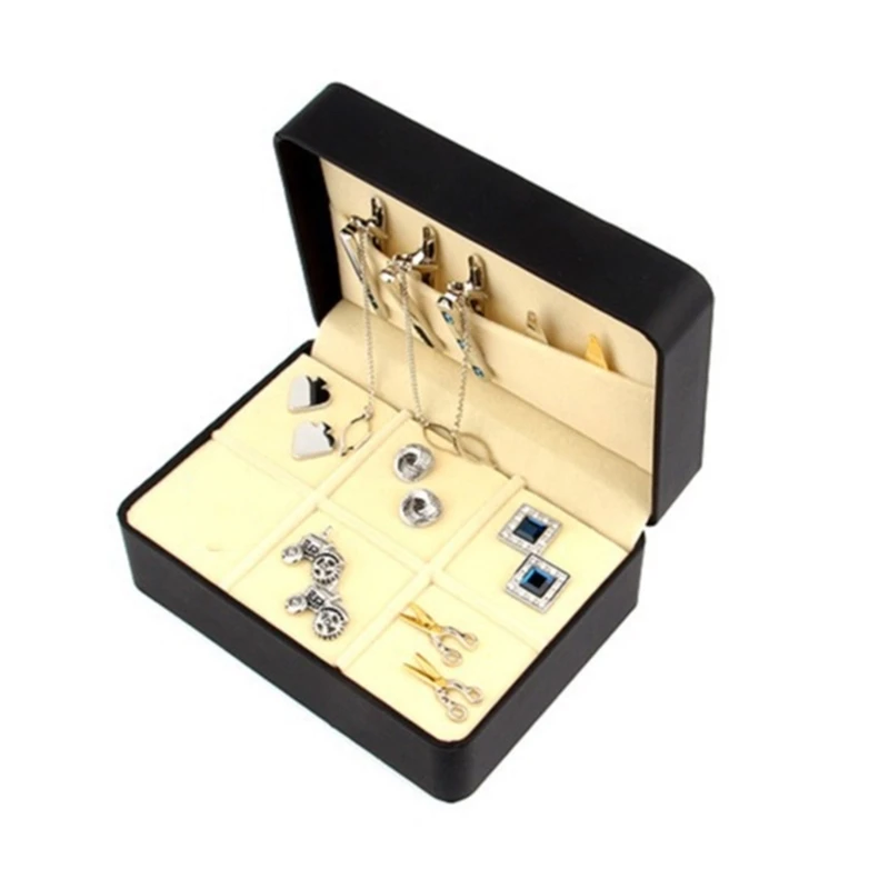 Black PU Cufflink Box Secure and Scratch Storage Case for Brooch Lapel Pin