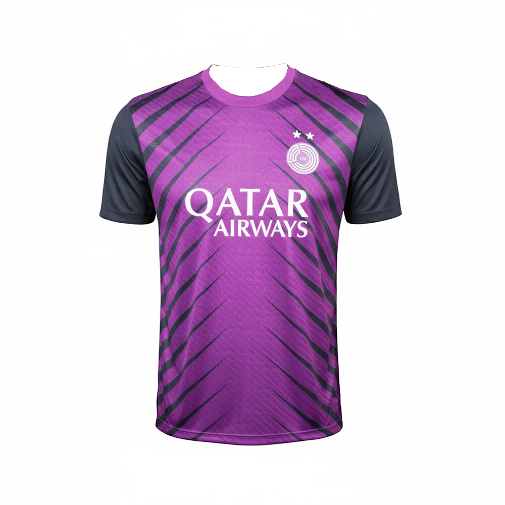 Retro Al Sadd SC Katar Grafik-Fußballtrikot für Herren und Damen, Atmungsaktives O-Neck Kurzarm-Trainingsshirt für Kinder – Detail 1