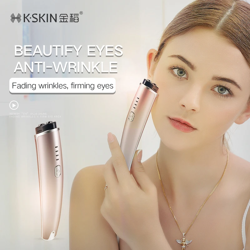 KSKIN LED Red Light Eye Massager Vibration Wrinkle Anti-Ageing Eye Massage Dark Circle Removal EMS Beauty Face Eye Care Pen