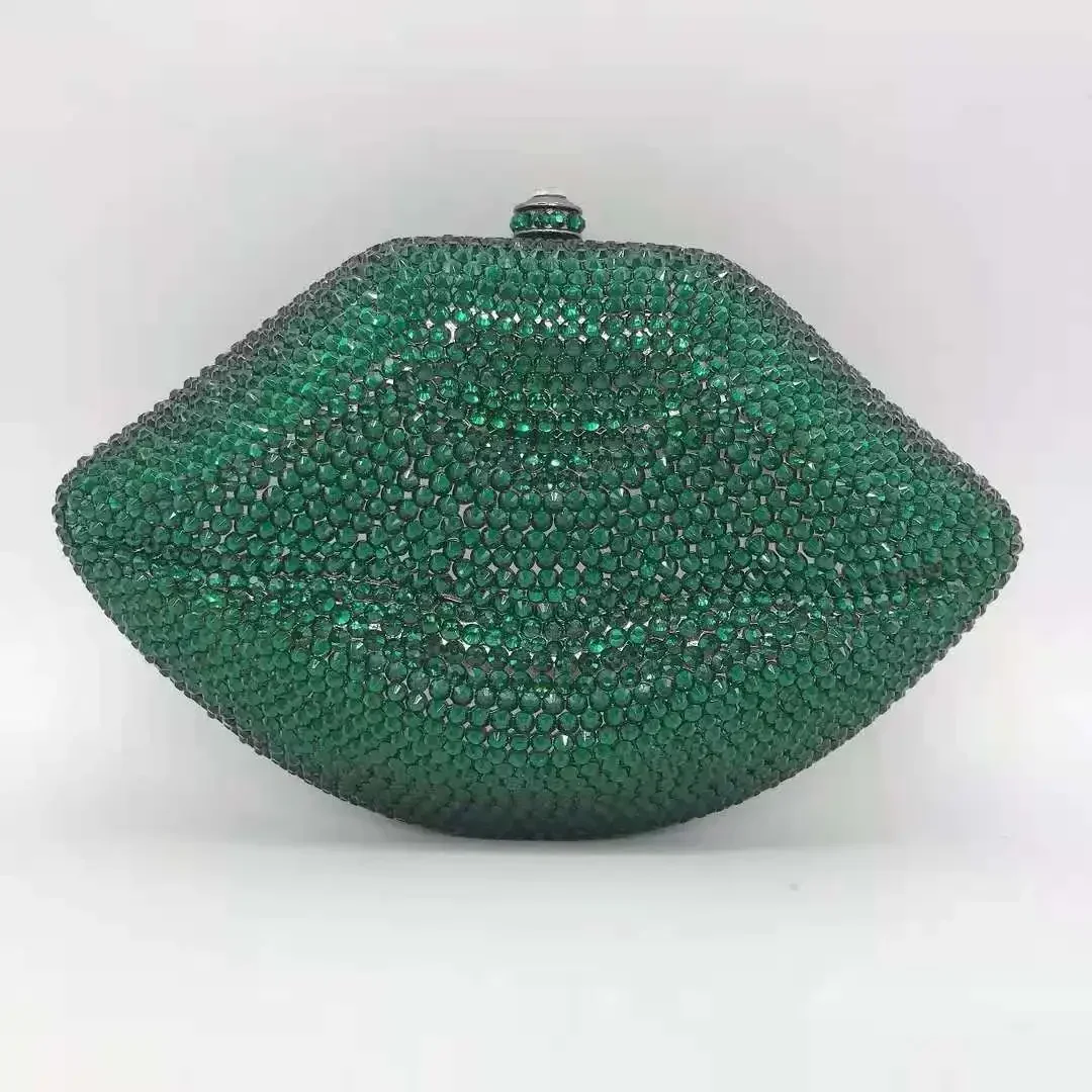 

Luxury Green Color Rhinestone Clutch Bag for Female Wedding Bridal Purse Party Clutches Bags Ladies Chain Evening Bags