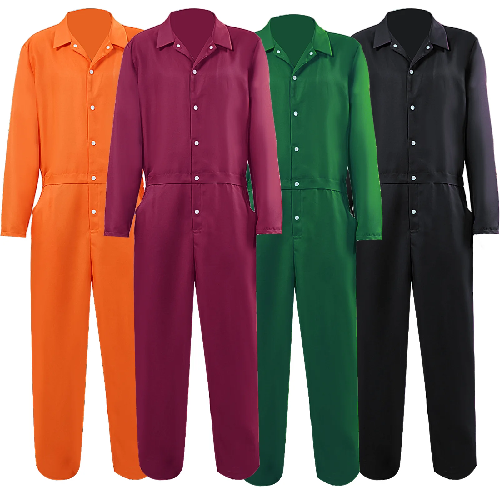 

Movie Costume Jumpsuit Prison Uniform Solid Color Unisex Men Women Halloween Cosplay Gevangene Suit Prisoner Carnaval Party