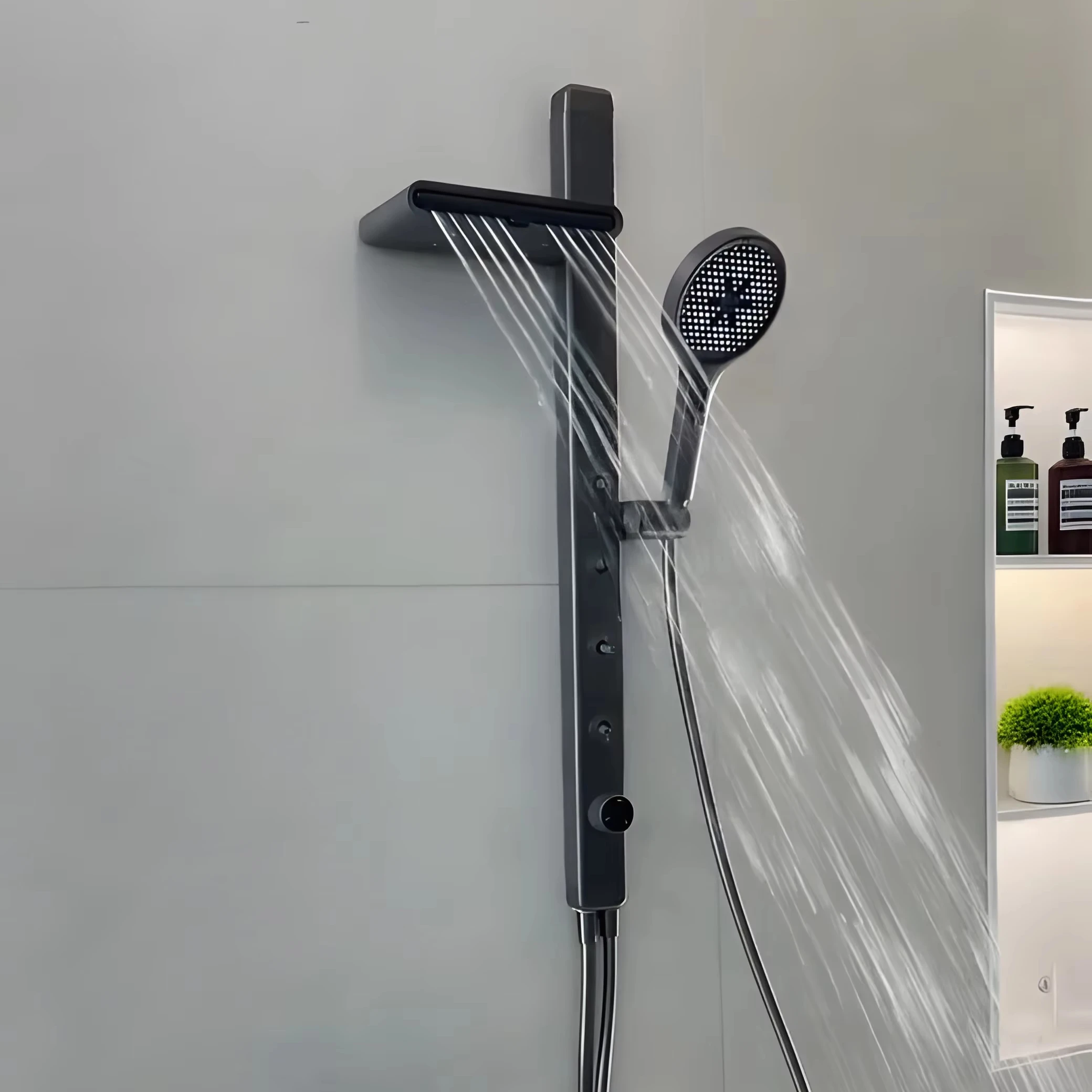 

Hot Selling Modern Brass Rainfall Shower System with Thermostatic Metered Floor Stand Faucets for Bathrooms