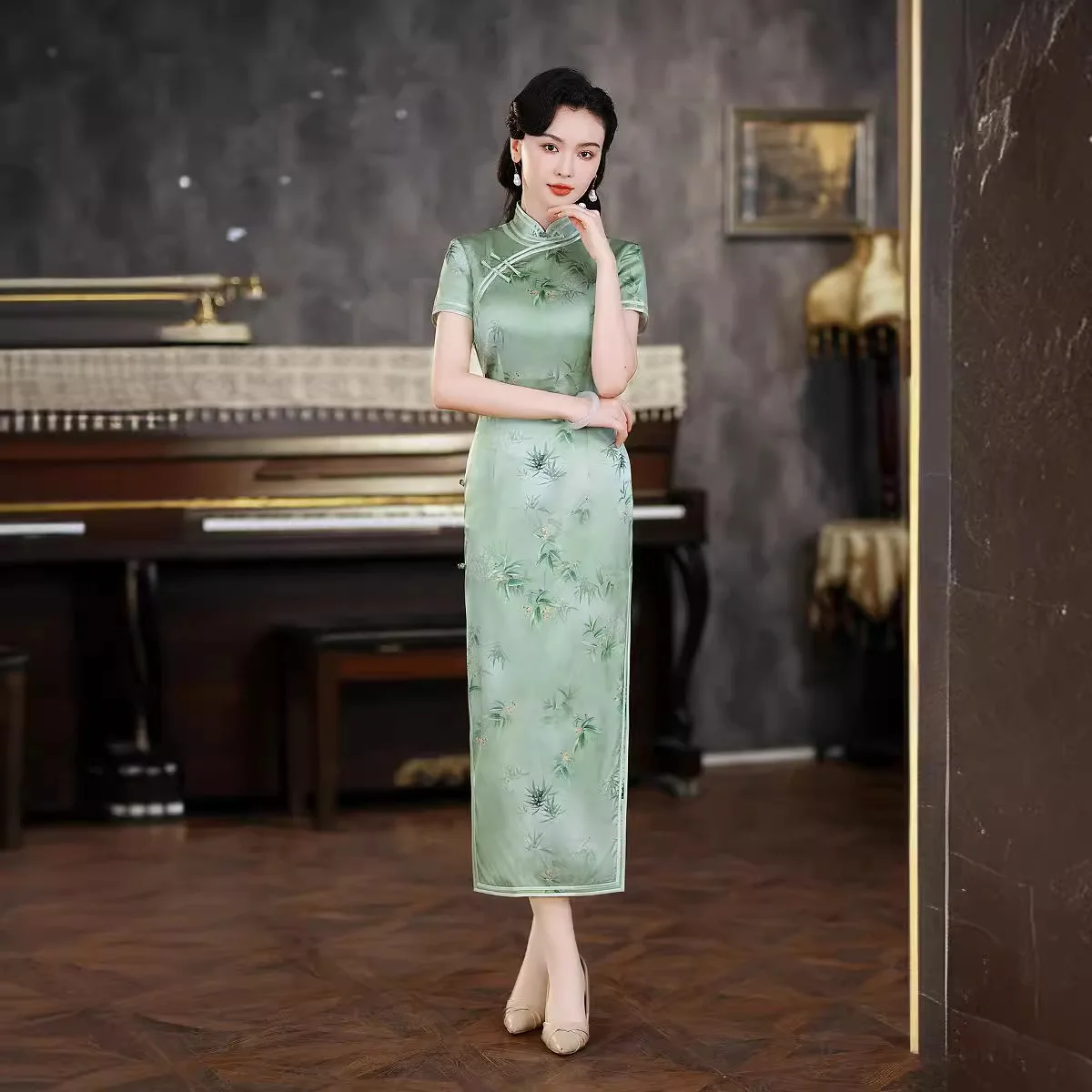 High Quality Real Silk Qipao Cheongsam Top Skirt Sexy Evening Dress Fit Special-Interest Design Women Temperament