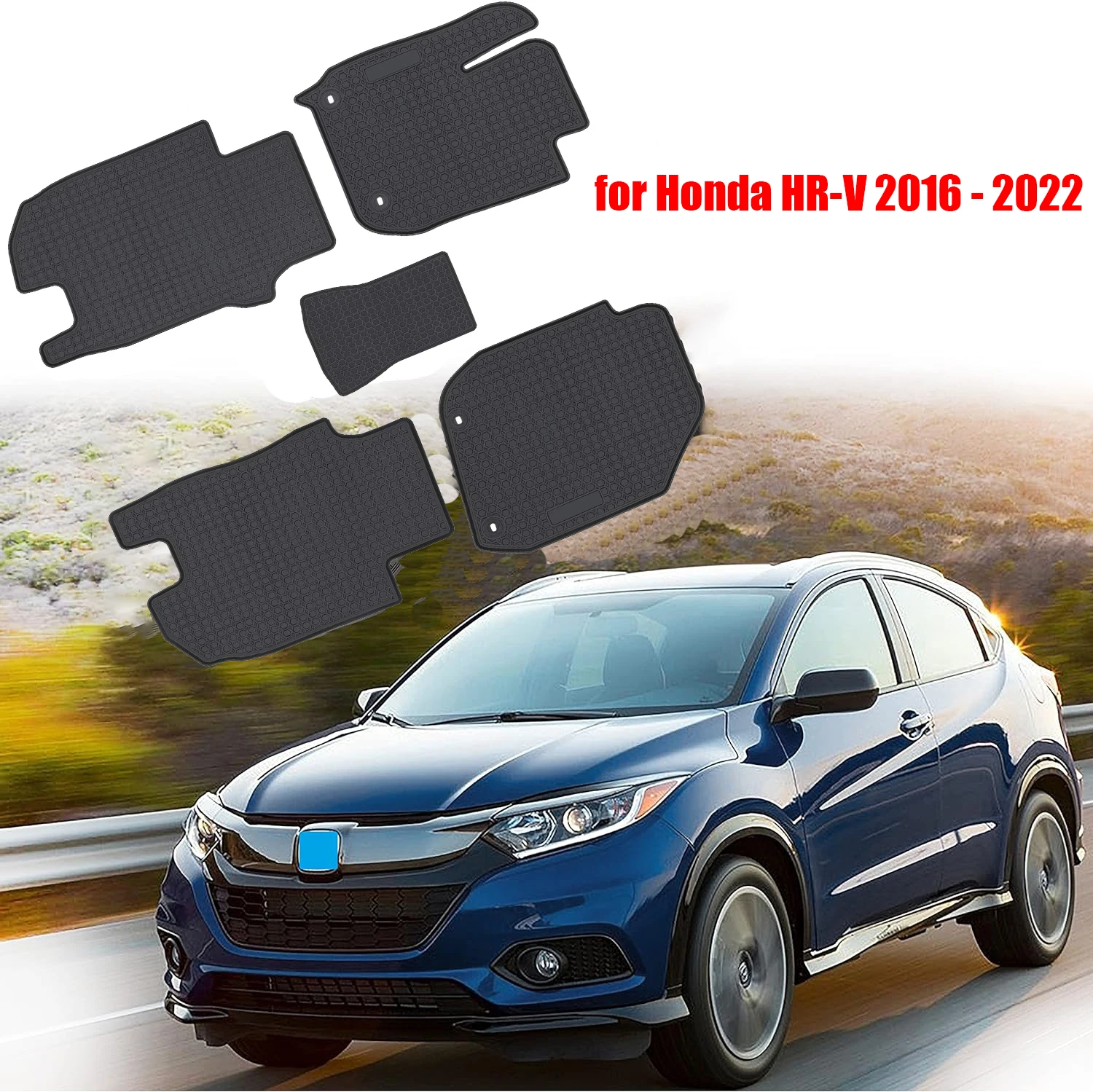 TML Heavy Duty Rubber Front+Rear Car Liner Carpet for Honda HR-V 2016 - 2022 All Weather Custom Fit Waterproof Odorless