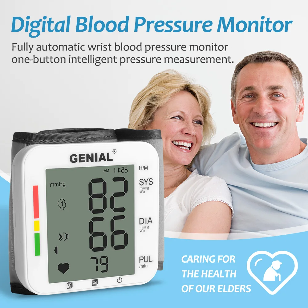 Wrist Blood Pressure Monitor Digital BP Monitor Rechargeable BP Machine with 2x99 Readings Memory Large LCD Display Voice