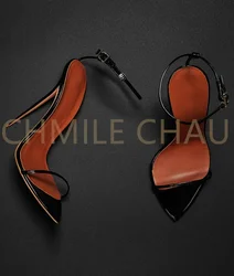 【Measure your feet length before order】Women Stiletto High Heel Buckle Ankle Strap Sandal Sexy Evening Party Prom Shoe 27-CHC-30