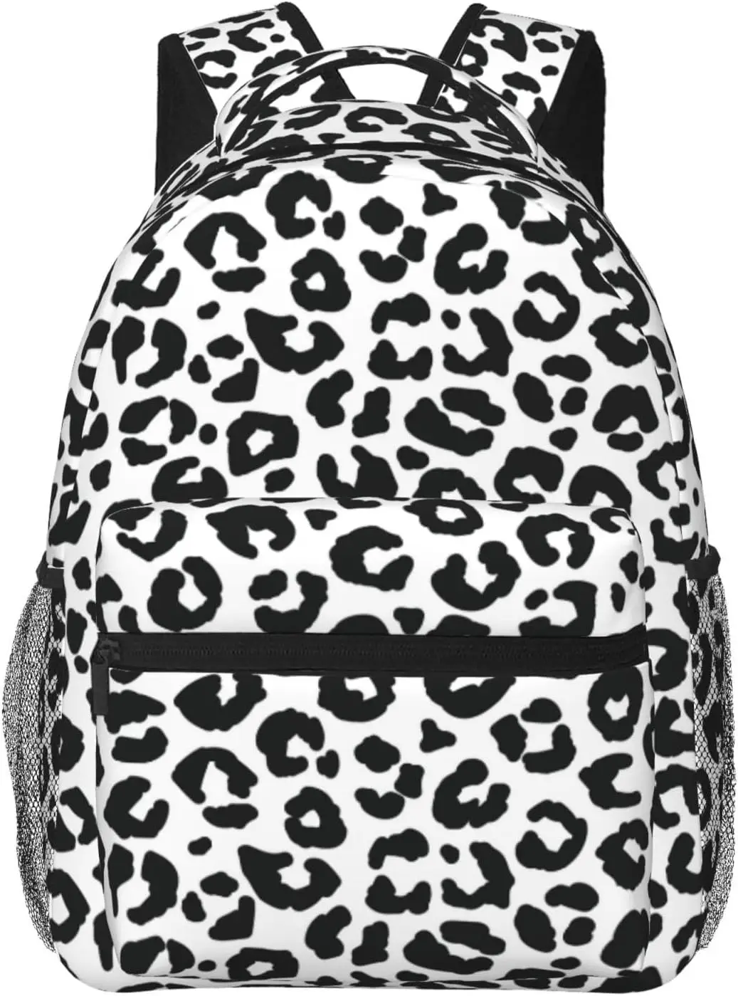 Black and White Leopard Print Lightweight Laptop Backpack for Women Men College Bookbag Casual Daypack Travel Bag