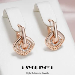 SYOUJYO 585 Rose Gold Color Little Dangle Earrings For Women Shiny Natural Zircon Vintage Daily Jewelry Gift