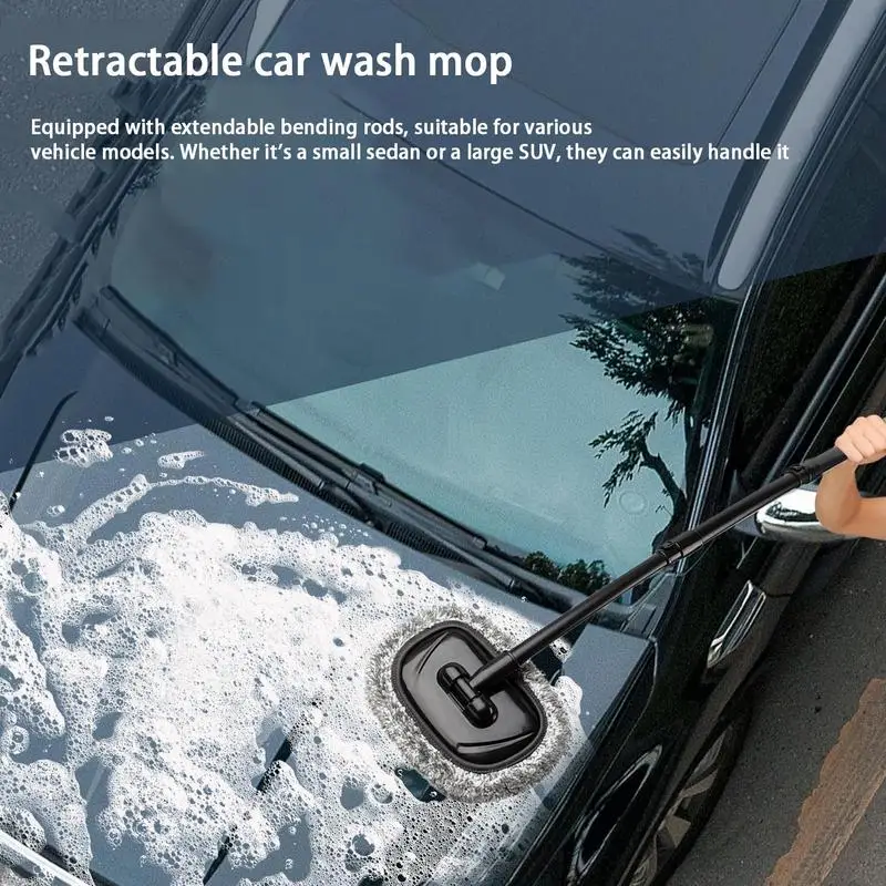 

Car Wash Mop Brush Cleaning Car 15 Degree Curved Mop Telescopic Brush Wet And Dry Use Auto Home Detailing Duster Adjustable