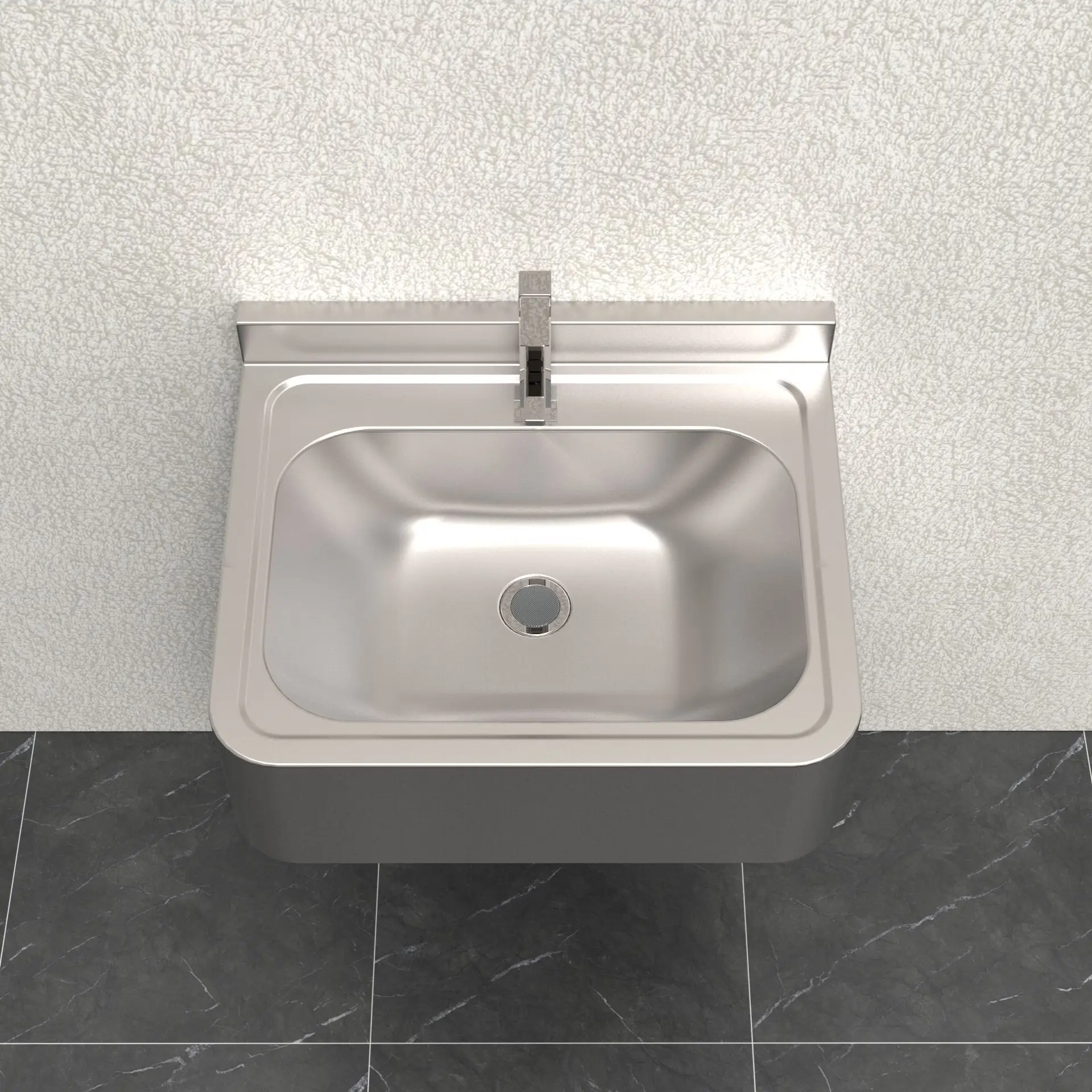 Wall Mounted 304 Stainless Steel Hand Wash Basin, Modern Minimalist Round Corner Anti-Collision Floating Sink for Jail