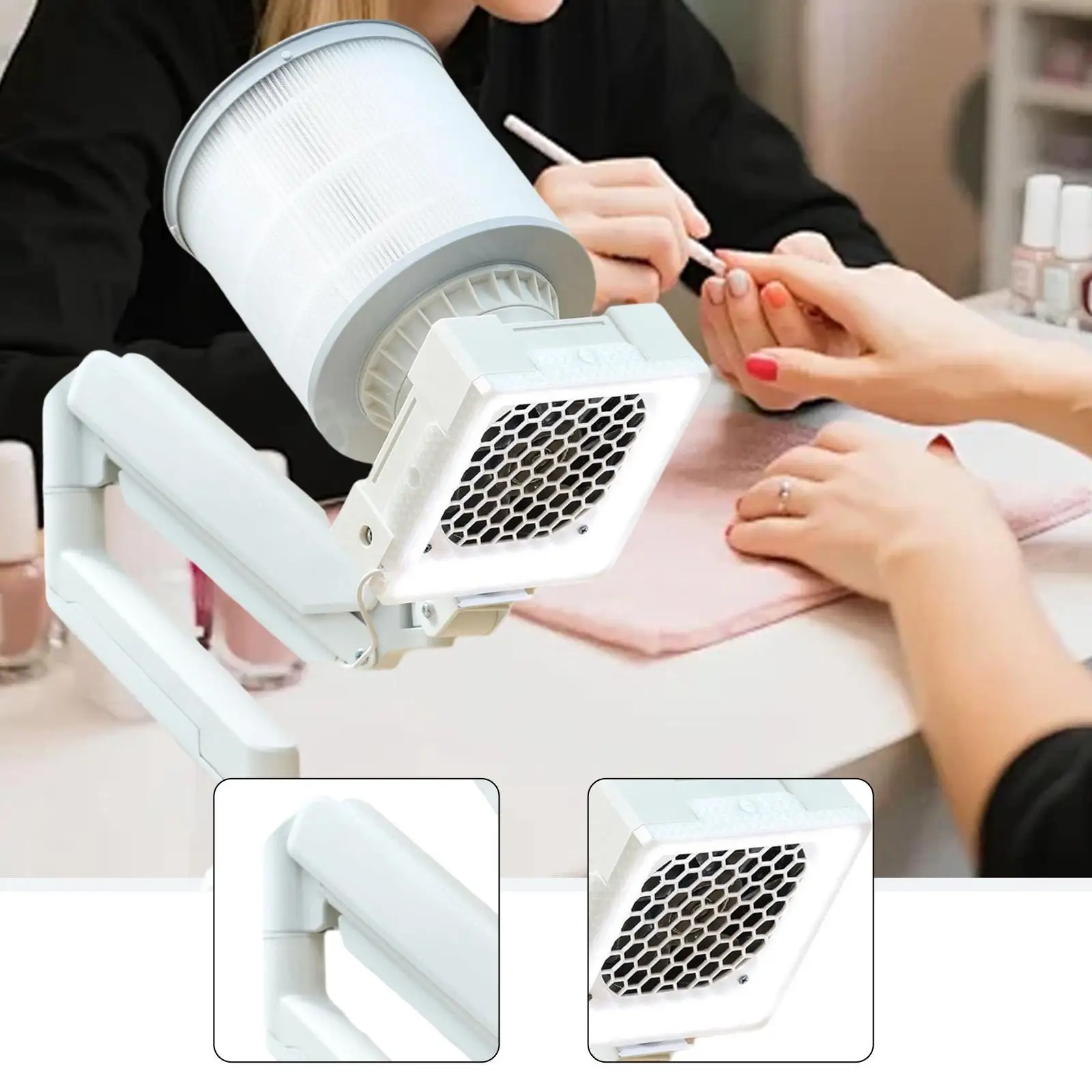 Desktop Nail Vacuum Cleaner Machine Negative Pressure Extractor with Flexible Lamp for Sticker Nail Art Design