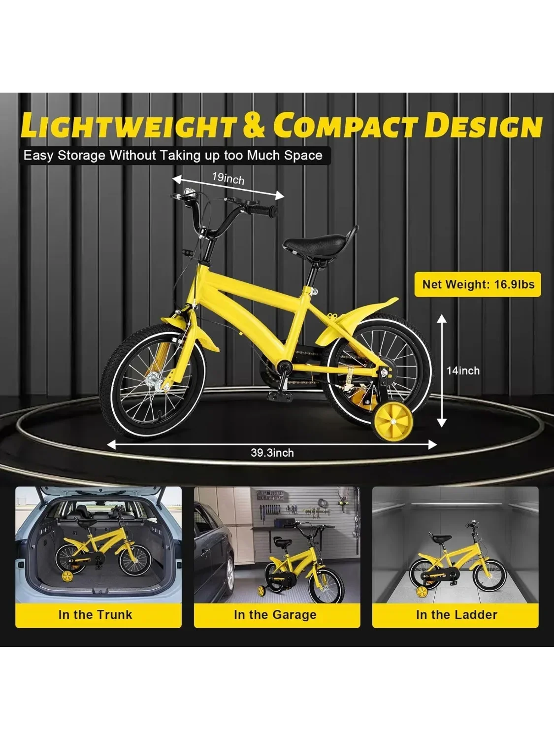 AliExpress NONE NEW 14Inch Kids Bike w/Training Wheels for Girls and Boys, Children Bicycle with Handbrake & Height Adjustable Toddler Bikes 3-6