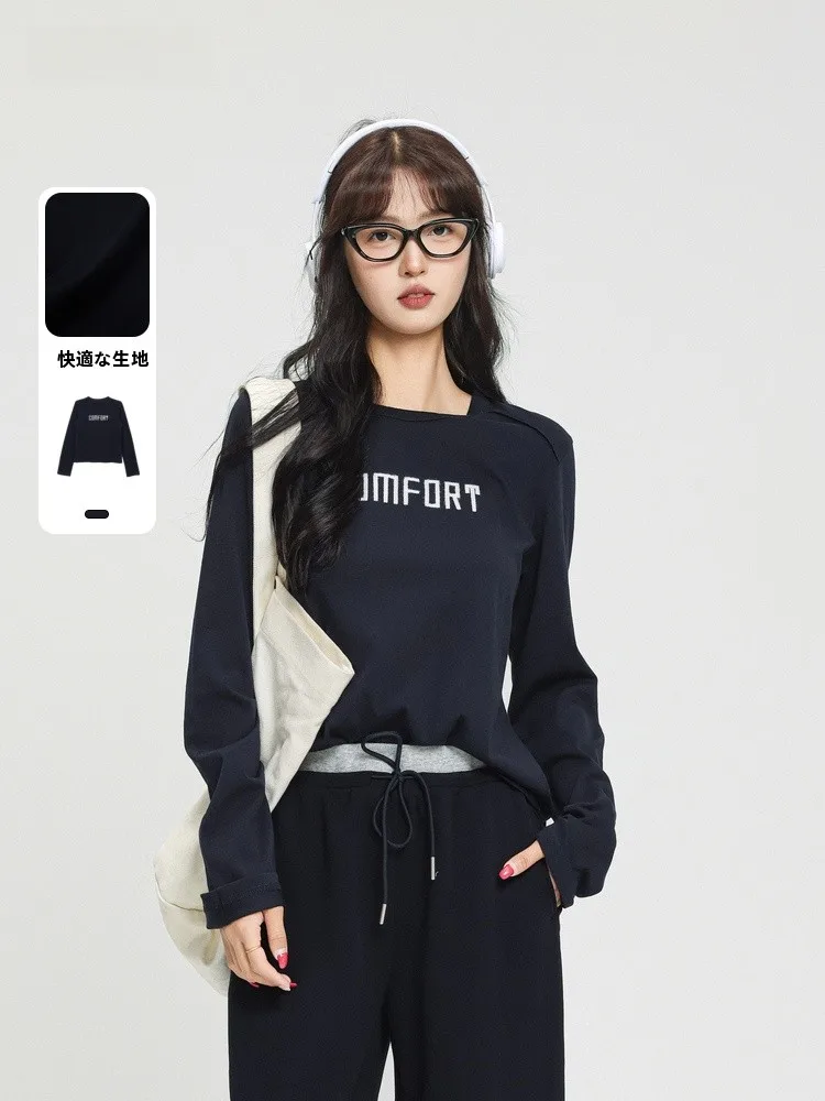 

Faionable Long Sve T-irt Memory's Starting Point Simple Casual Design Comfortable Cotton Polyester Blend Autumn New Ar...