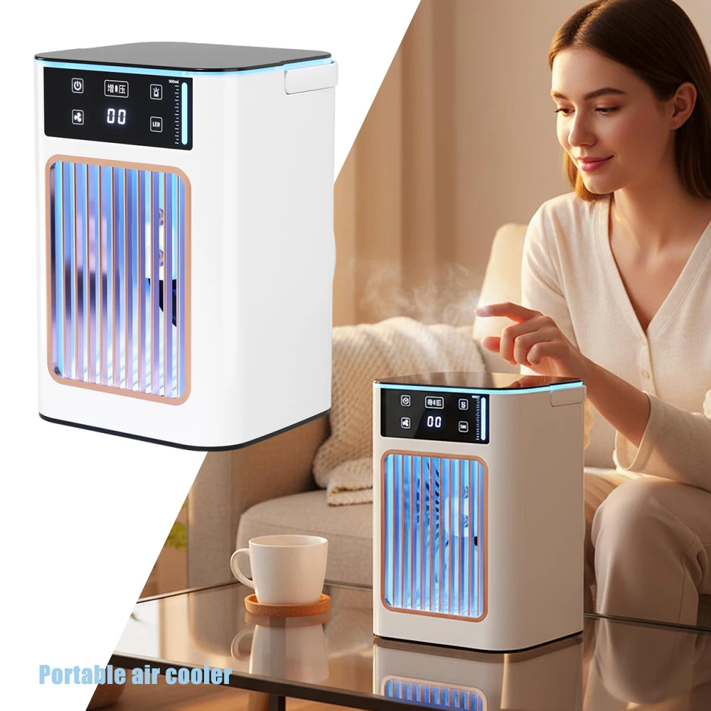 USB Powered Portable Desktop Mobile Air Cooler Fan Mini Household Air Conditioning Fan Large Water Tank Mist Atomization