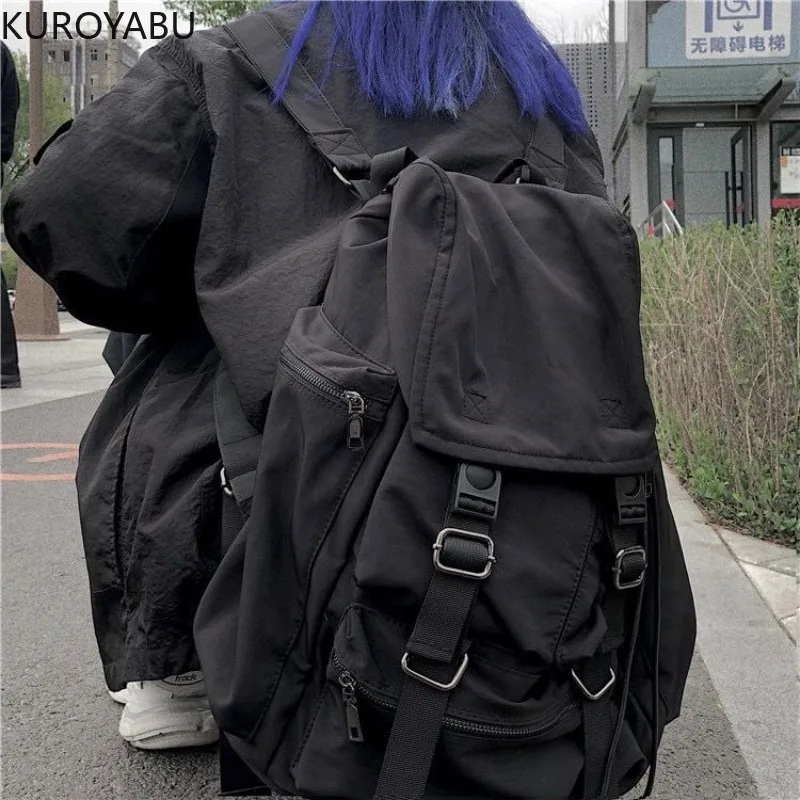 Streetwear Women's Backpack Large Capacity Travel Bag School Season New Students Y2k Bags Casual Harajuku Black Mochila Mujer