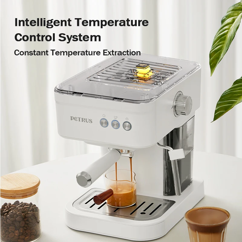 Petrus Espresso Coffee Maker Machine 51MM 20 Bar with Metal Panel, Powerful Steam Wand for Amerlcano Mocha Latte,PE2170