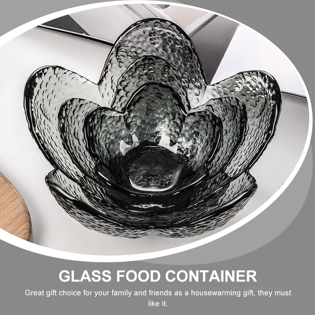 وعاء زجاجي على الطراز الياباني بنمط المطرقة بحواف ناعمة وعاء تقديم الطعام الآمن متعدد الأغراض لسلطة الزجاج والحلوى والفاكهة