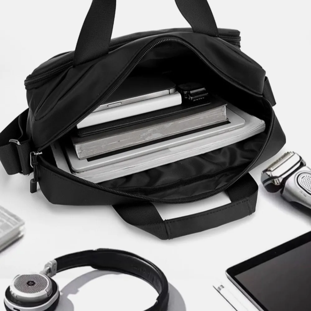 

Oxford Cloth Men Business Briefcases Large-capacity Square Laptops Handbag Zipper Solid Color Crossbody Sling Bag Travel