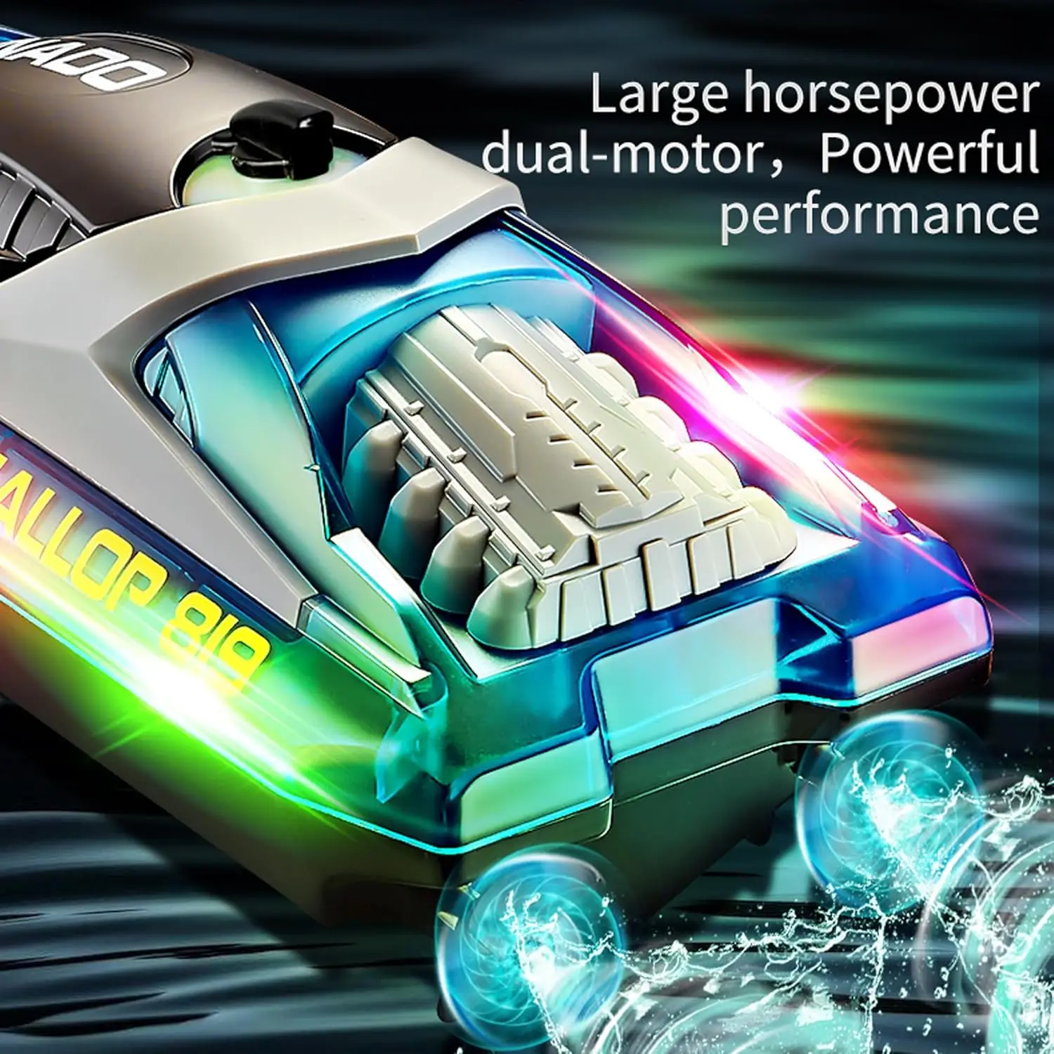 

Boat with LED Lights for Pools and Lakes, 2.4GHz RC Boat, 50-100 Min Playtime, Rechargeable Batteries