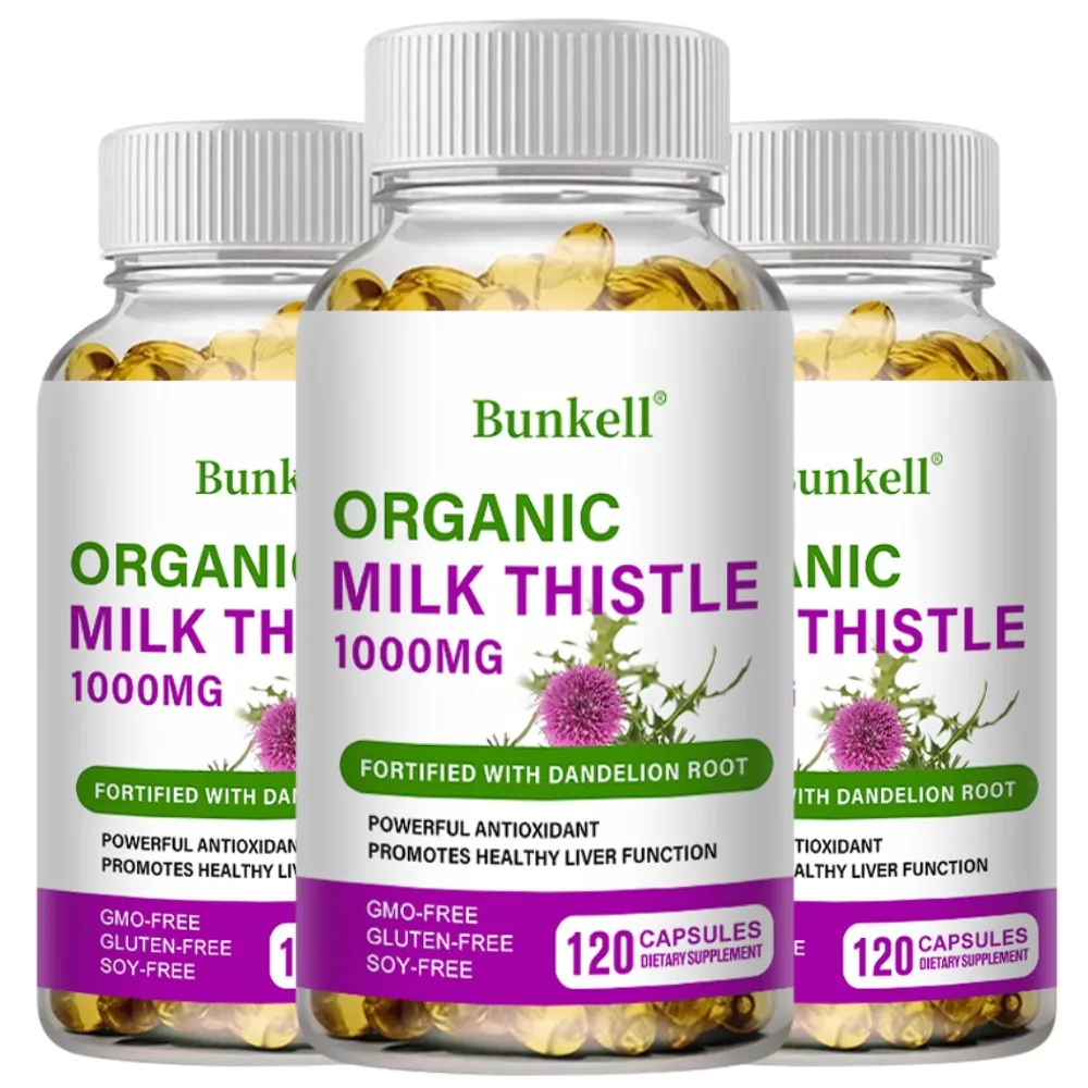 Organic 1000mg Milk Thistle with 50mg Dandelion Root, Artichoke Extract - 30/60/120 Capsules