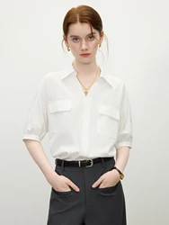 FSLE Minimalist Style Commuting Fashion Short-sleeved Shirt for Women 2025 Summer New Design Versatile Casual Shirt 25FS12136