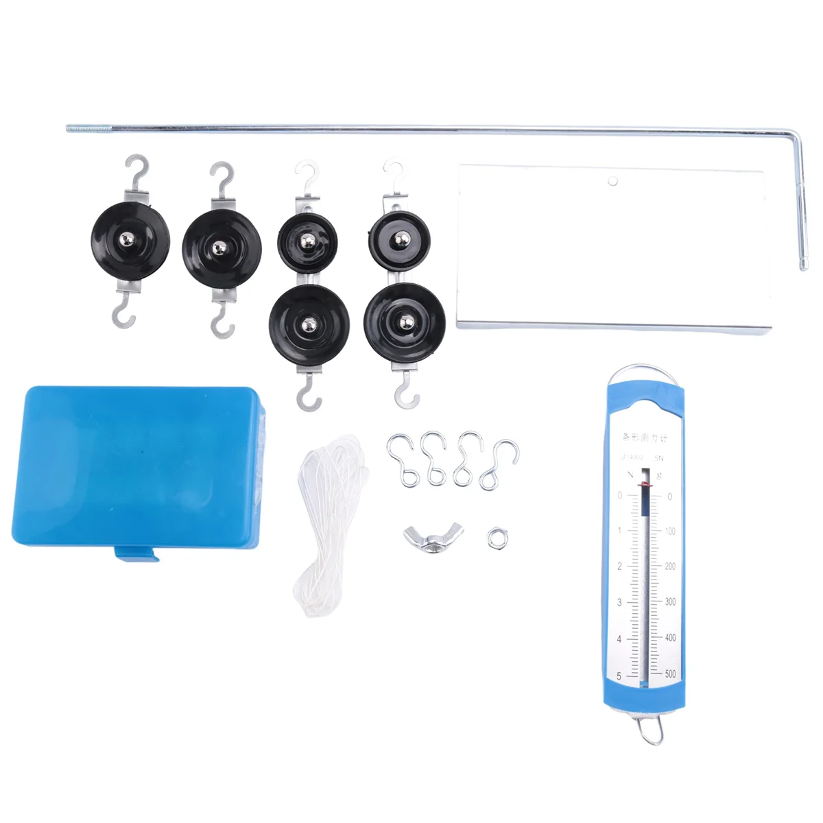 

A42F Spring Dynamometer Balance Physics Experiments Spring Balance Bar Hook Code Mechanics of Machinery Pulley Block Set