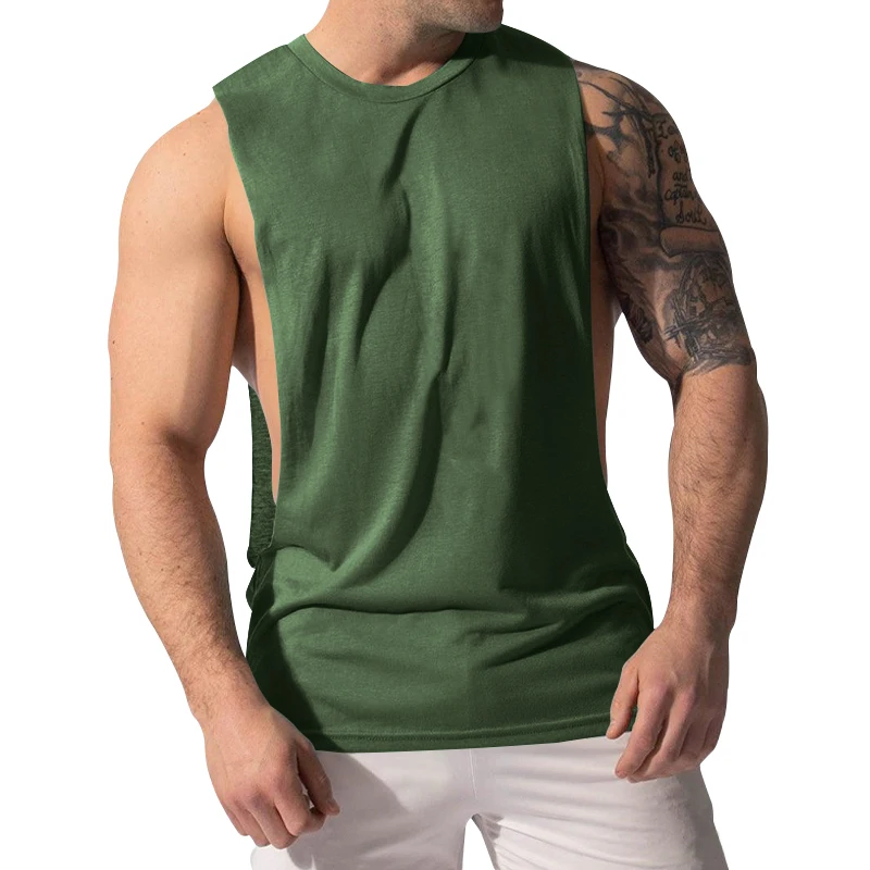 2024 Summer MEN\'S Sports Vest Crew Neck Sleeveless Muscle Men Fitness Casual Solid Color Vest Fashion MEN\'S Base Shirt Men Wear