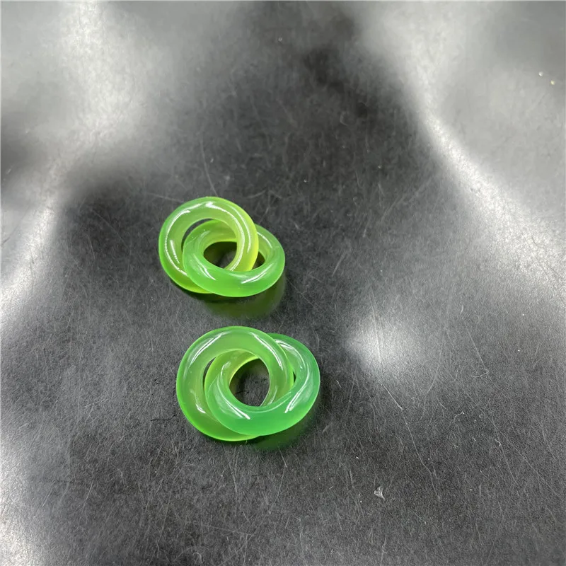 Green Chalcedony Agate Interlocking Pendant Clavicle Jade Pendant NecklacediyConcentric Ring Earrings Double round Loop