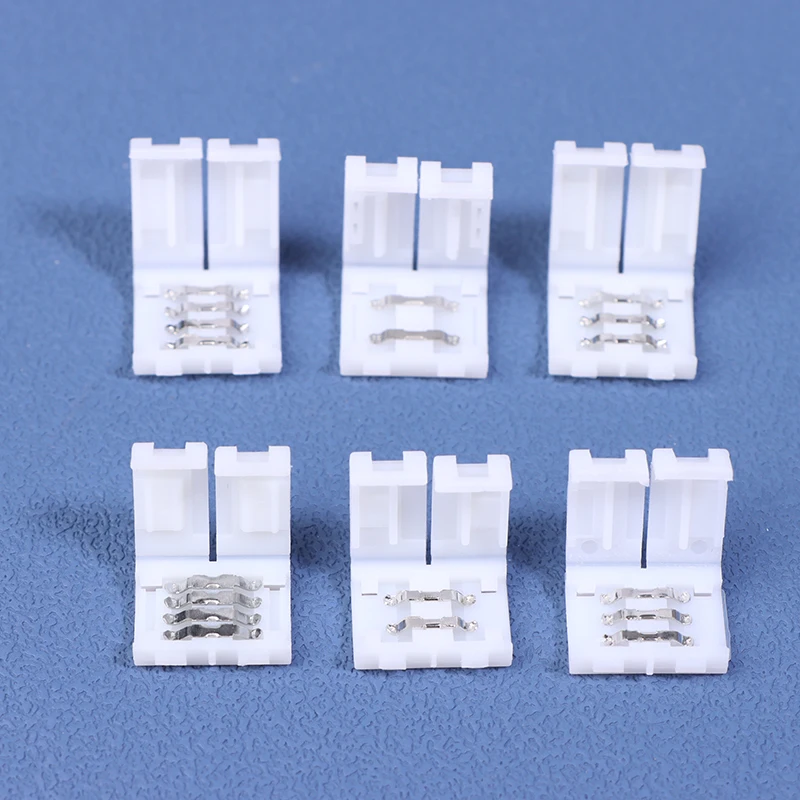 10Pcs LED Strip Connector 8MM 10MM 2Pin 3Pin 4Pin 3528 5050 RGB Single Color Solderless PCB Board Wire Free Welding Connectors