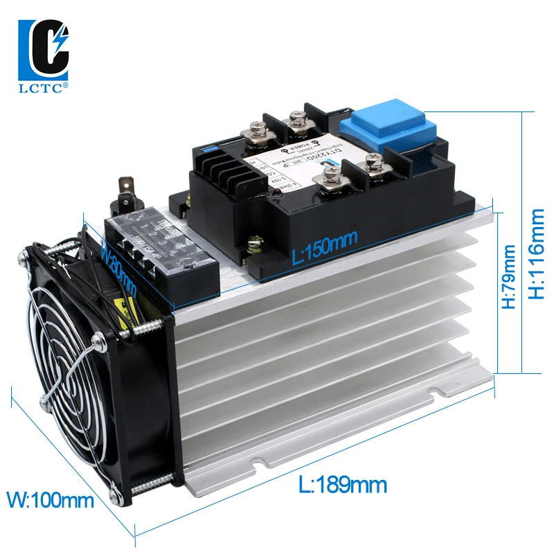 LCTC 220V 380V Single Phase Voltage Regulator Relay With Heat Sink 150A 180A 200A Enhanced Isolation AC Power Regulator Module