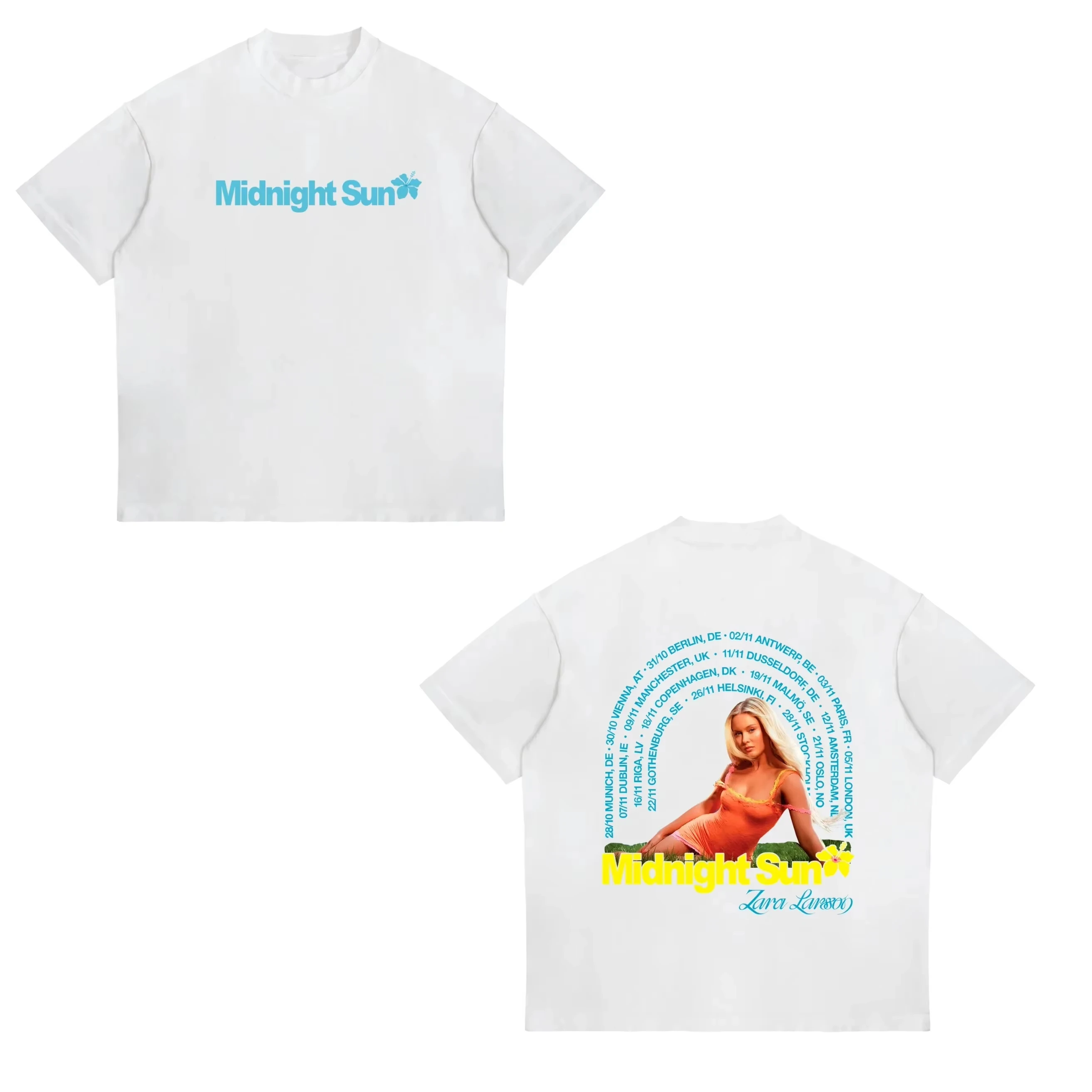 Schwedische Sängerin Zara Larsson, „Midnight Sun Tour“-Gedenk-T-Shirt, Oversized-Modell für Damen und Herren, aus weicher, hochwertiger Baumwolle. – Detail 8