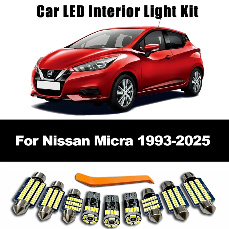 LED Interior Dome Roof Reading License Plate Light Kit For Nissan Micra K11 K12 K13 K14 1993- 2019 2020 2021 2022 2023 2024 2025