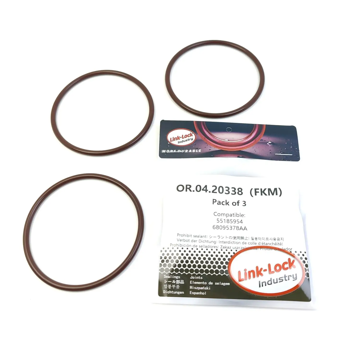 

LINK-LOCK 3PCS OR.04.20338 FKM Viton Sealing O-Ring Kit of Oil Filter 55185954 68095378AA for JEEP