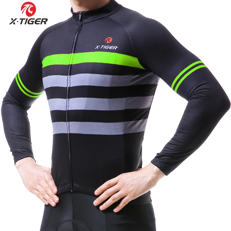 X-tigre-manga longa camisas de ciclismo para homens, roupas de secagem rápida para mtb, primavera e outono, downhill